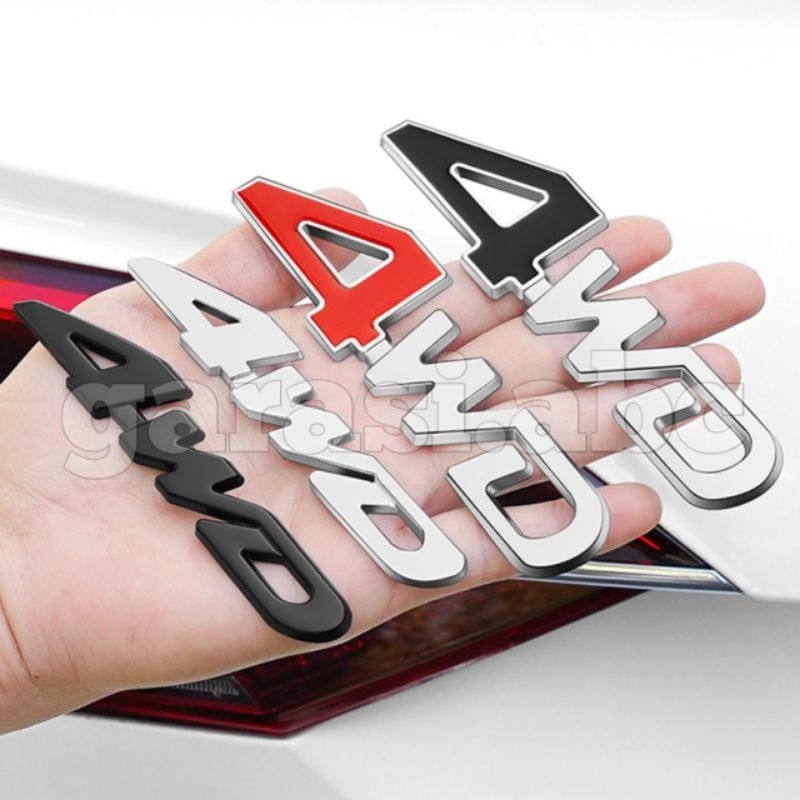 Stiker Emblem Badge 4WD Bahan Besi Timbul 3D Sticker Tulisan Tempelan Logo Krom Chrome Dekorasi Lamb