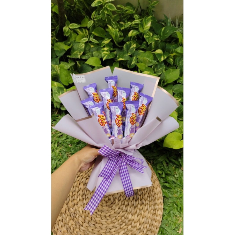 (Ready Stock) FREE PACKING Bouquet / buket snack UNGU