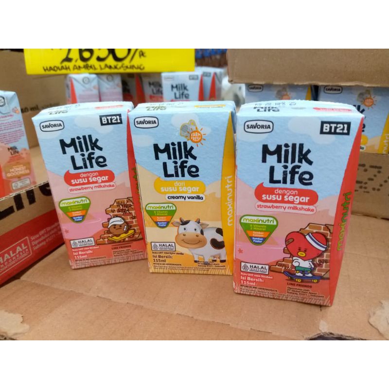 

susu cair Milk Life UHT 200ml ukuran besar | Vanilla Coklat Strawberry Milklife Susu 115ml