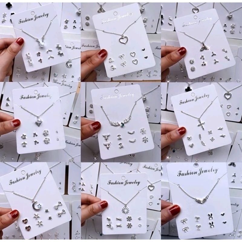 Kalung Anting Set / Kalung Anting Set Fashion Wanita Korea Aksesoris Murah / Aksesoris Kalung Anting
