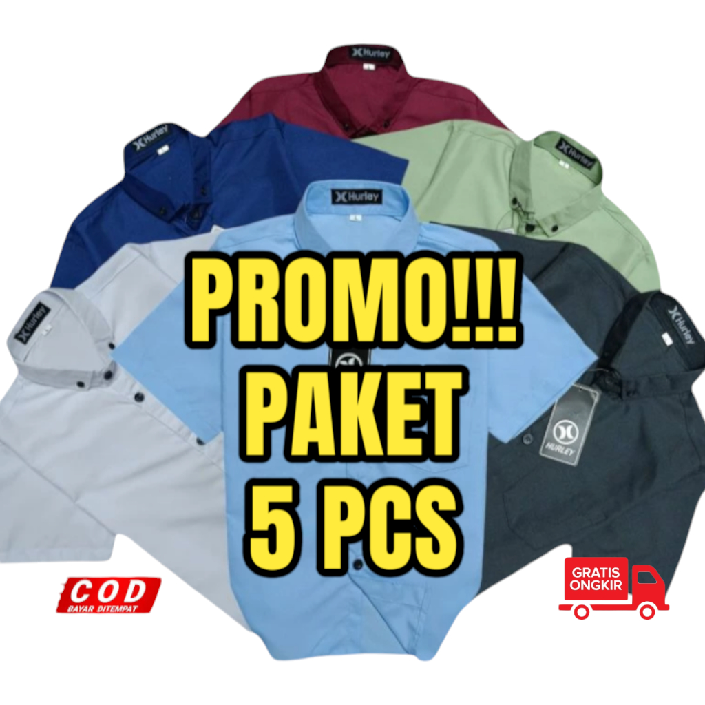 PAKET 5 PCS Kemeja Anak Laki Laki Umur 1-10 Tahun Lengan Pendek Baju Anak Cowok Keren Kekinian