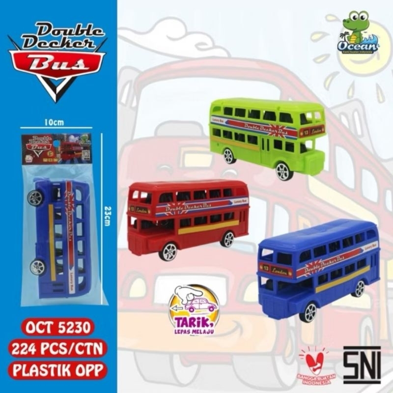 Bus Double Decker OCT-5230 Mainan Anak Mobil Bus Pariwisata Travel Busway 2 tingkat Topper Hiasan De