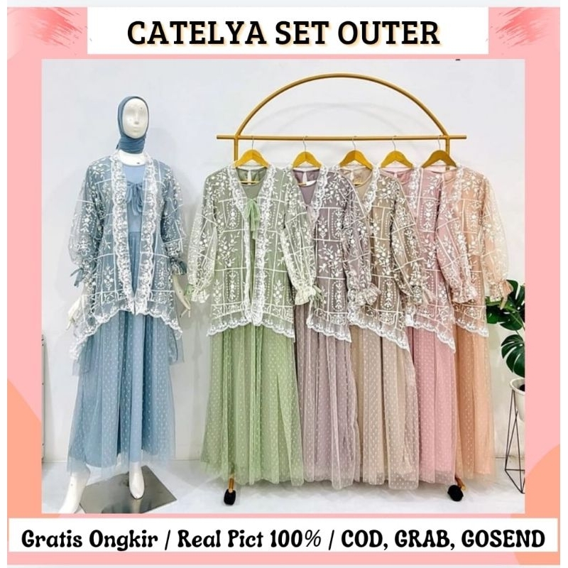 CATELYA SET OUTER/ DRESS BRUKAT PESTA/ DRESS BRUKAT KONDANGAN