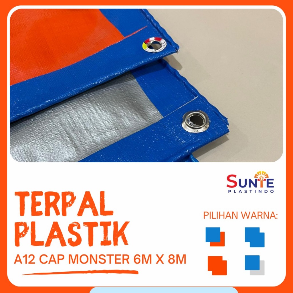 TERPAL PLASTIK A12 CAP MONSTER UKURAN 6m x 8m