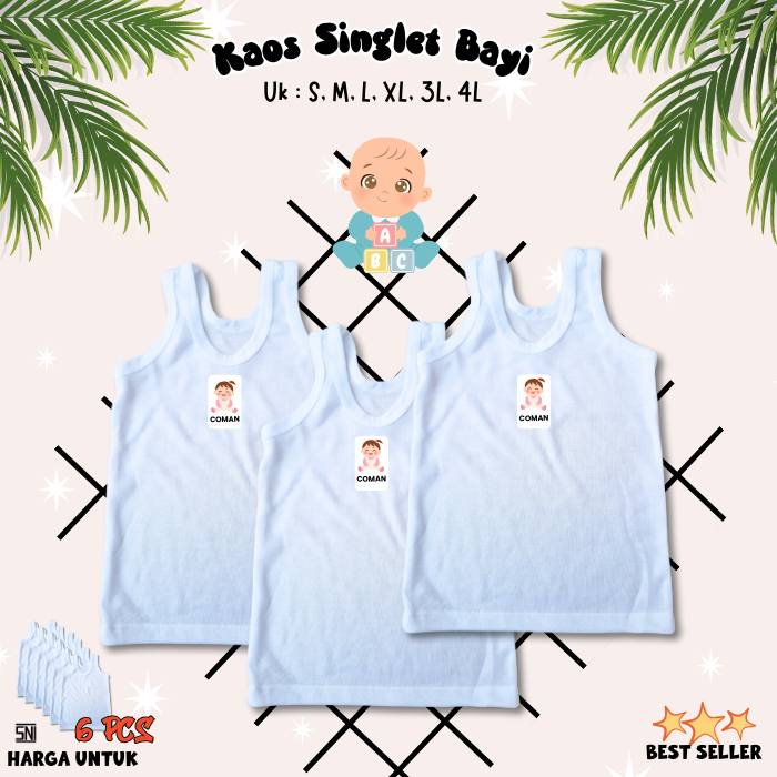 Singlet Anak Murah Putih/Singlet Bayi Katun/Kaos Dalem Bayi Murah/Daleman Anak Murah/Singlet Murah 1
