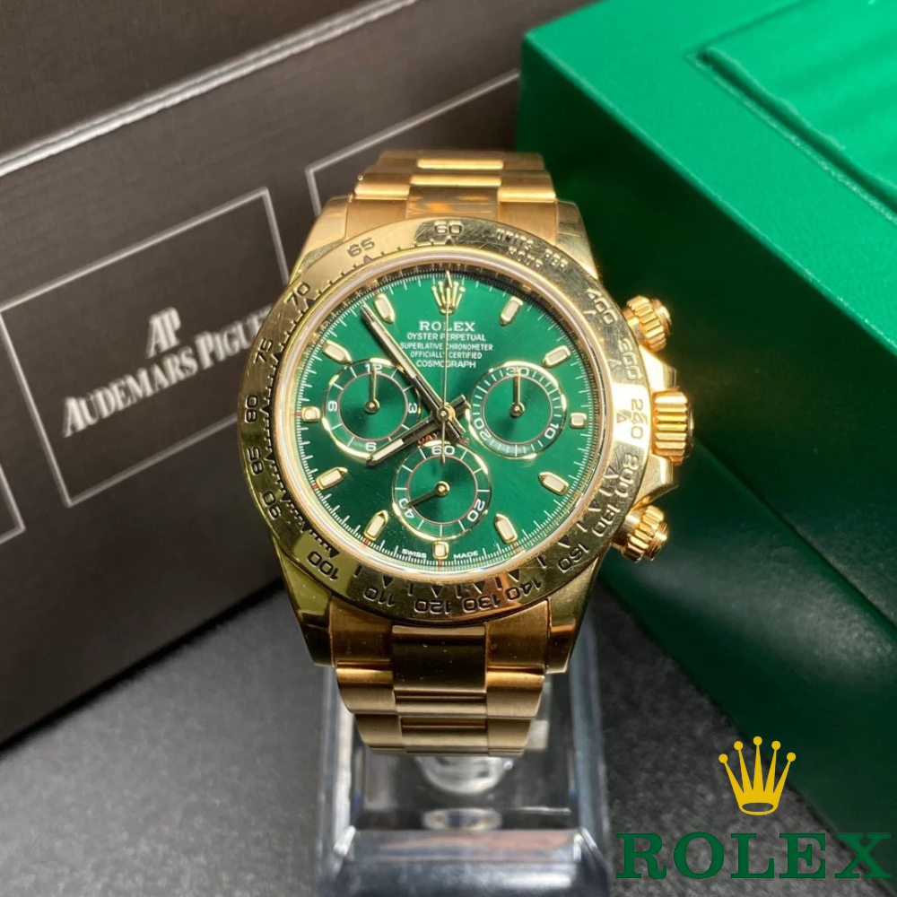 ROLEX 100%original ROLEX Jam Tangan Kalender Abadi yang dapat diputar sendiri Jam Tangan Emas Hijau 