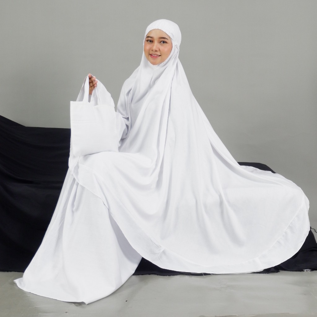 Mukena dewasa jumbo rempel rayon bali Putih Suci