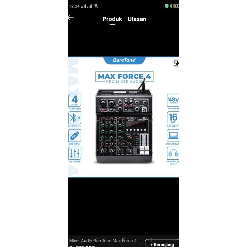 mixer audio baretone max force 4 profesional mixer 4 channel