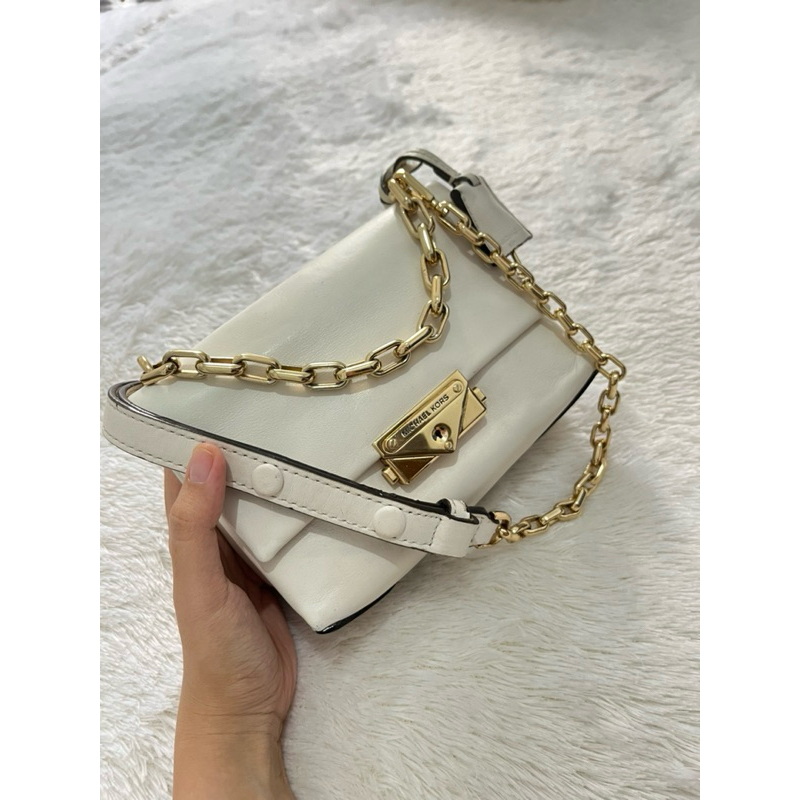 Preloved Michael kors MK cece white small crossbody bag tas rantai shoulder sling selempang putih