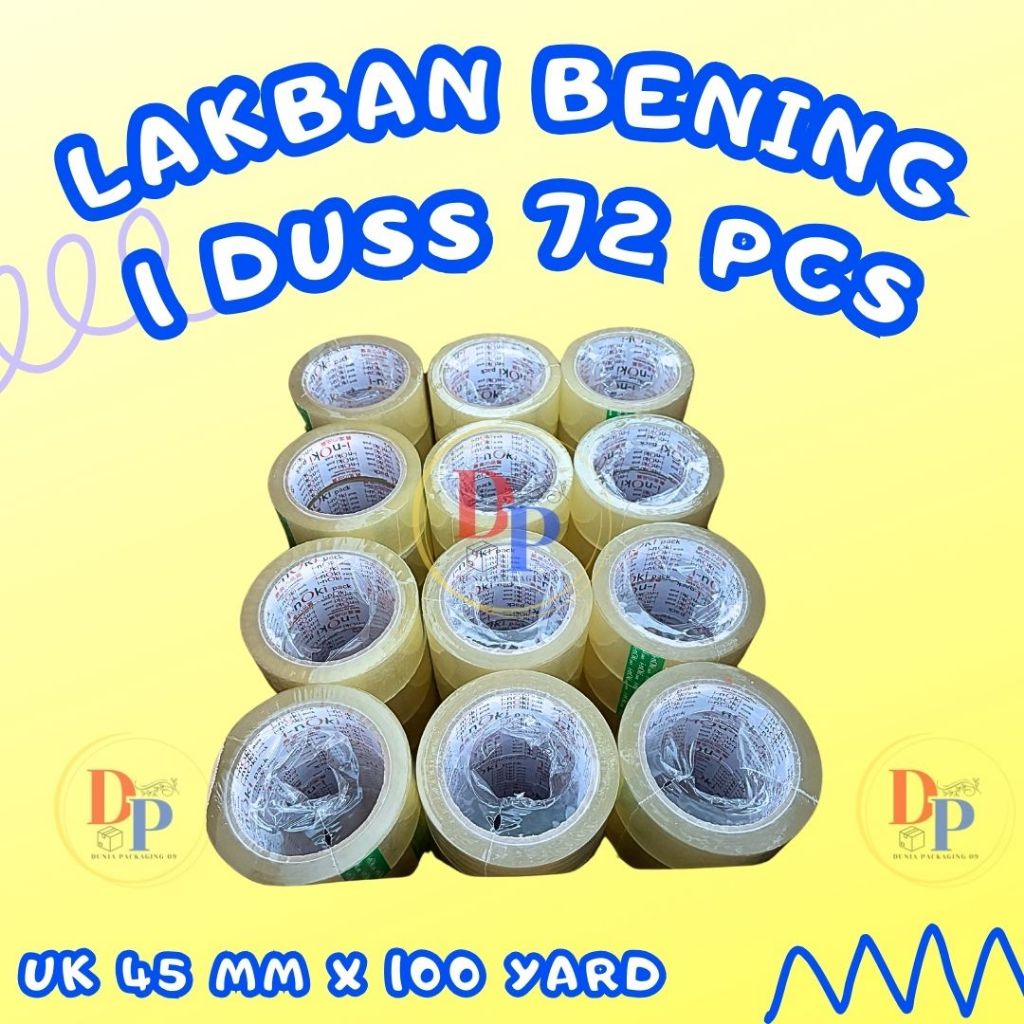 

Lakban Isolasi 45mm x 100yard - Paket 1 DUSS Warrna Bening