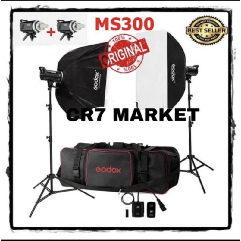 paket Lampu studio Godox MS300 Softbox Lighting studio MS300 Godox