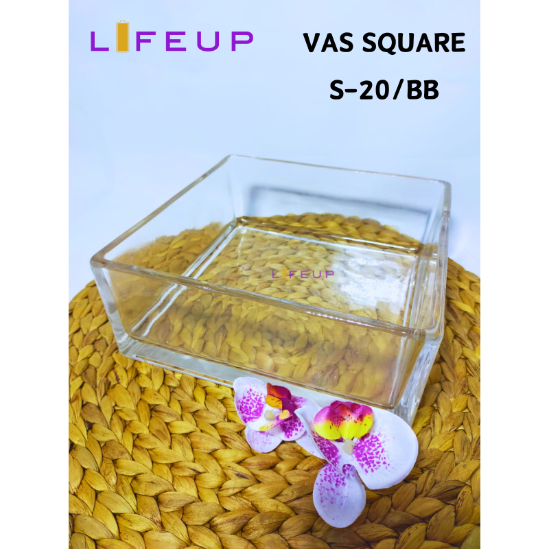 Vas Bunga Kotak / Vas Kaca Bening Kotak / Square Glass Vase / Vas Kaca Silinder / Wadah Kotak Kaca