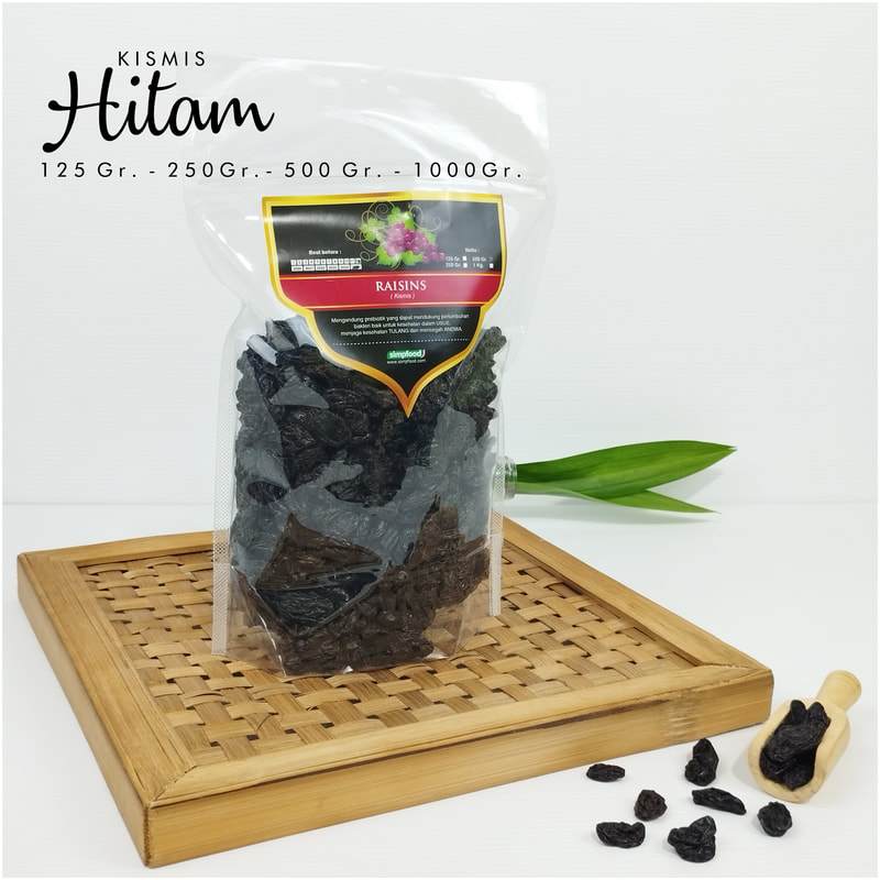 

Kismis Hitam besar rasa asam manis kemasan 125gram