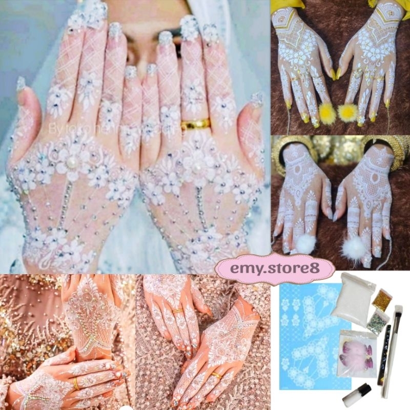 Stiker Henna Part 2 - Paket Komplit Henna Instant Pengantin + Kuku Palsu