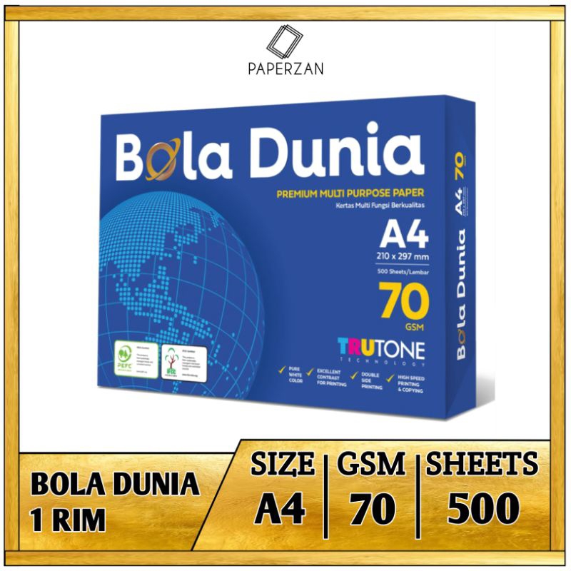 

KERTAS A4 70 GRAM BOLA DUNIA