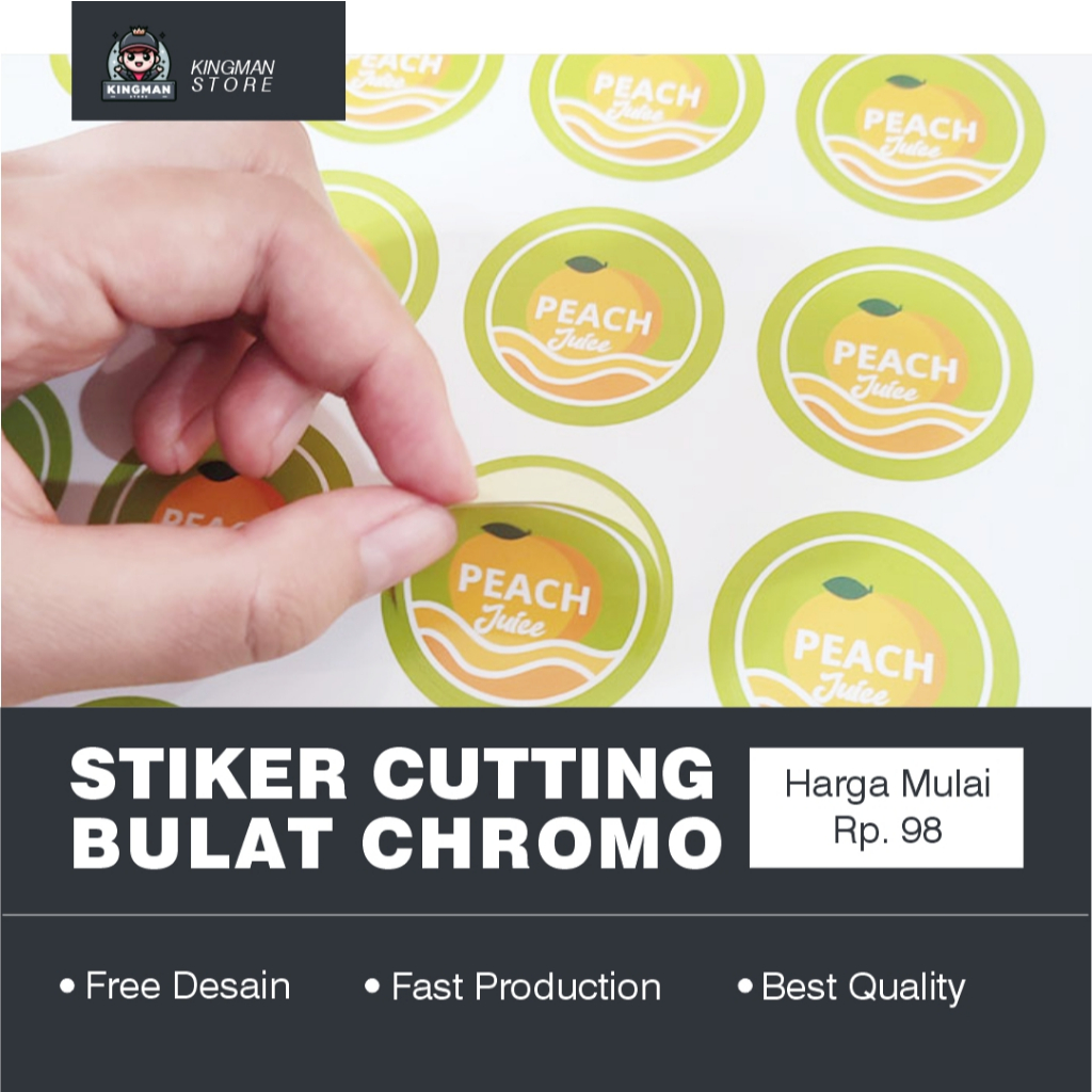 

CETAK STIKER CROMO / LABEL BULAT LABEL NAMA LABEL MAKANAN TOPLES KEMASAN BOTOL MINUMAN CUSTOM KROMO