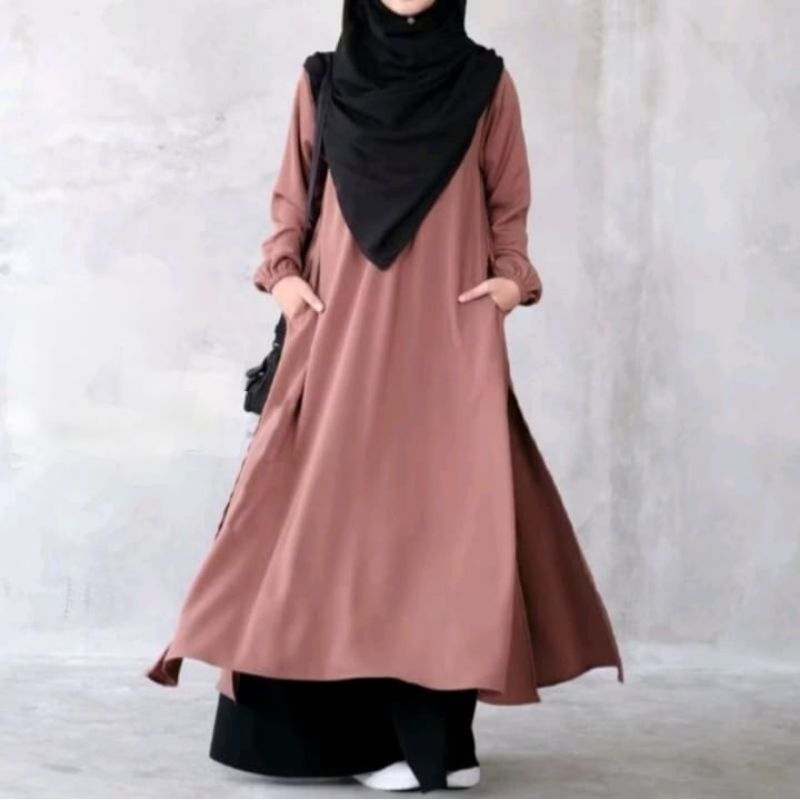 HOT SALE SETELAN ROK DREES GAMIS WANITA POLOS CANTIK FASHION TERBARU DAN KEKINIAN, SETELAN ROK NAURA