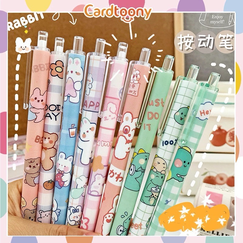 

Gel Pen Motif Hewan Dino Girl Lucu Pulpen Gel Ballpoint isi 6pcs