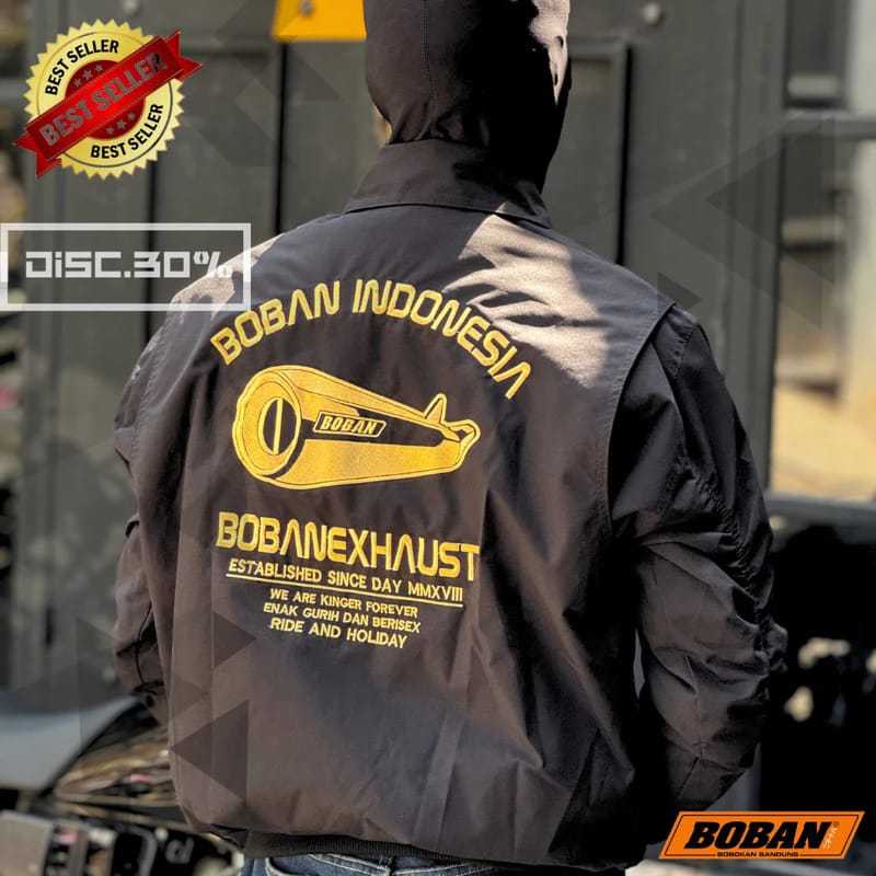 Jaket Boban Motor Rx king Hitam Waterproof Bordir