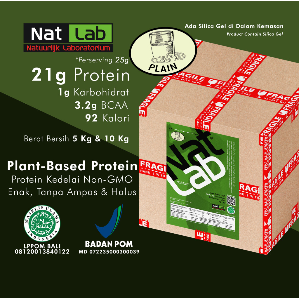 BOX Nat Lab Soy Protein Shake Susu Kedelai Bubuk Fitness Plant Protein Meal Replacement Vegan Keto D