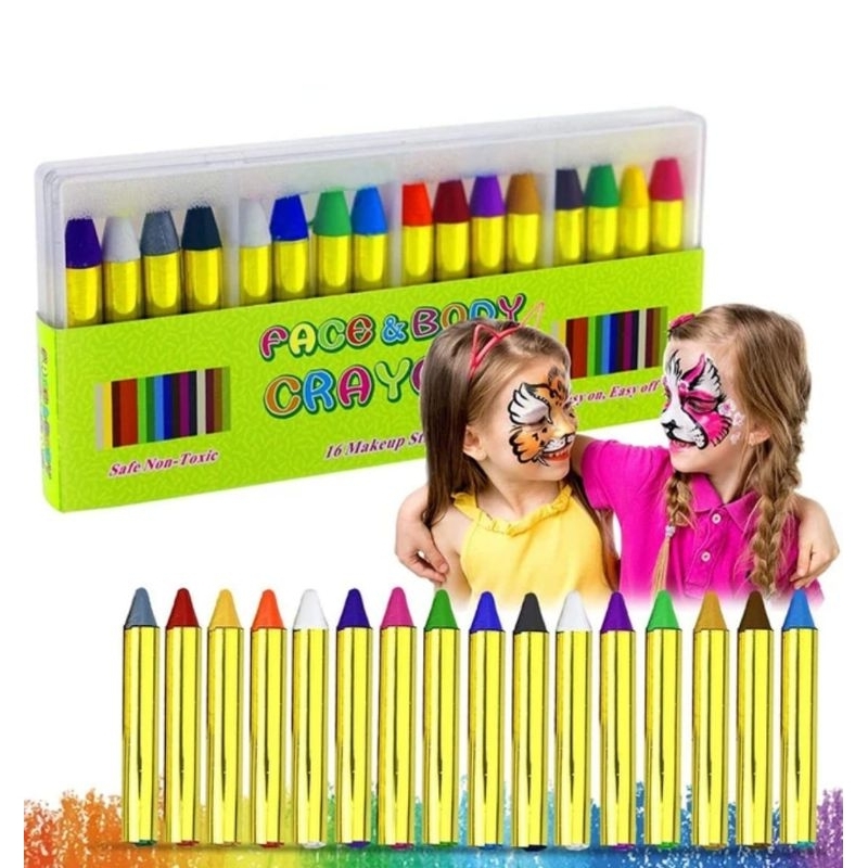 

Ag Face Paint Crayon Wajah dan Badan 16 Warna Krayon Face Body Painting / Crayon Paint Art Kid