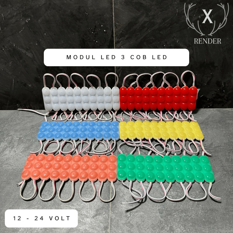 LAMPU LED MODUL 3COB LED 12 VOLT- 24 VOLT VARIASI MOTOR MOBIL LAMPU MODUL  WATERPROOF