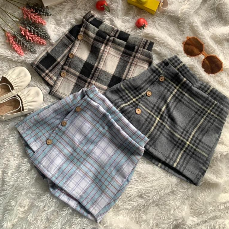 Rok Celana Skort Pendek Anak Perempuan 4-8 Tahun Flanel Uniqlo Fluni Skort