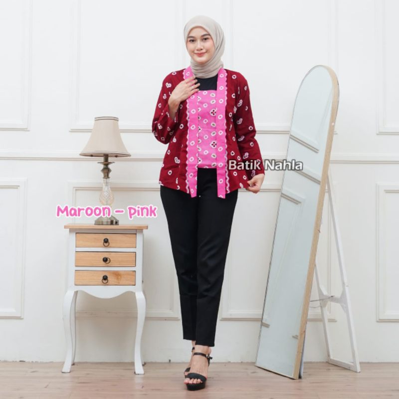 Atasan kebaya/ kutubaru batik jumputan kutu baru lengan panjang