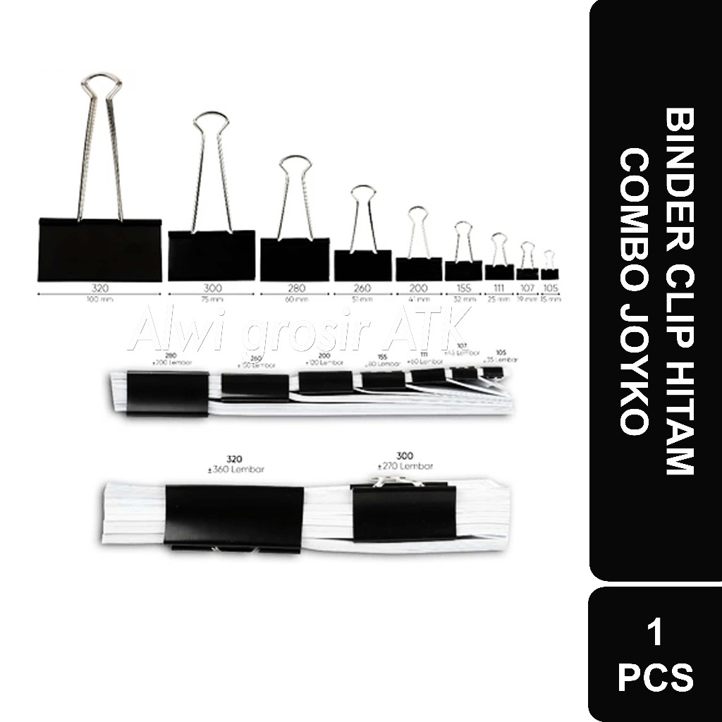 

Binder Clip Hitam Penjepit Kerta Combo Joyko | 1 Pcs