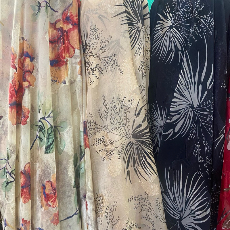 sifon rubia motif bunga bunga/ gamis/tunik/blouse/atasan wanita