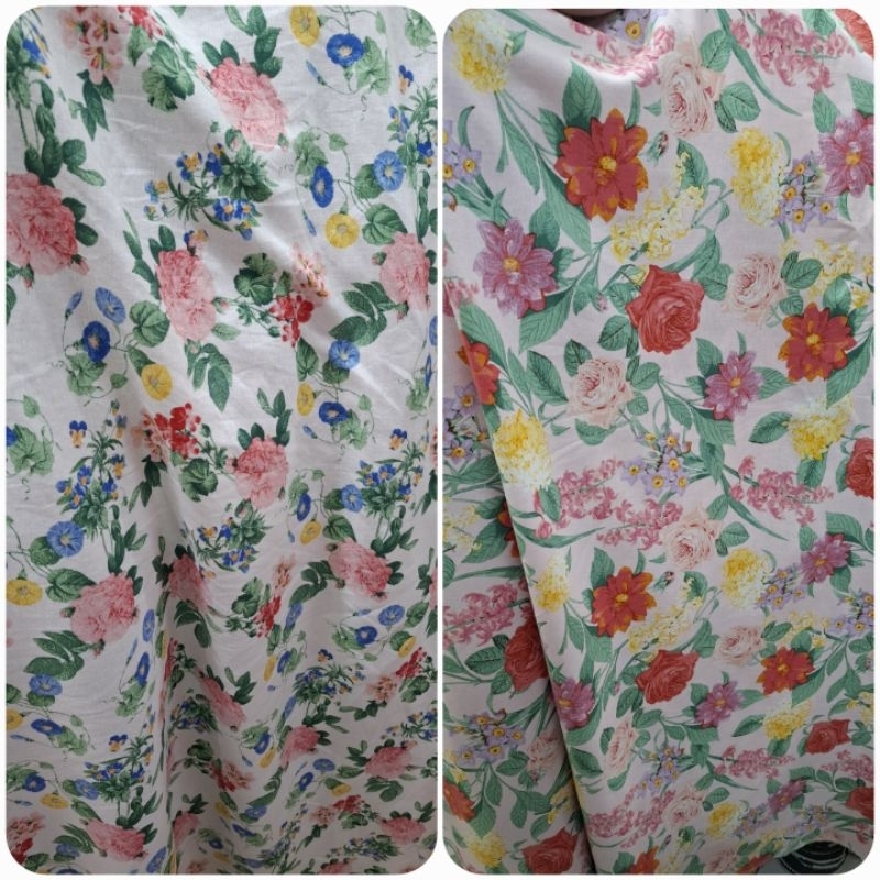 KAIN METERAN LINEN MOTIF BUNGA GARMENT IMPORT