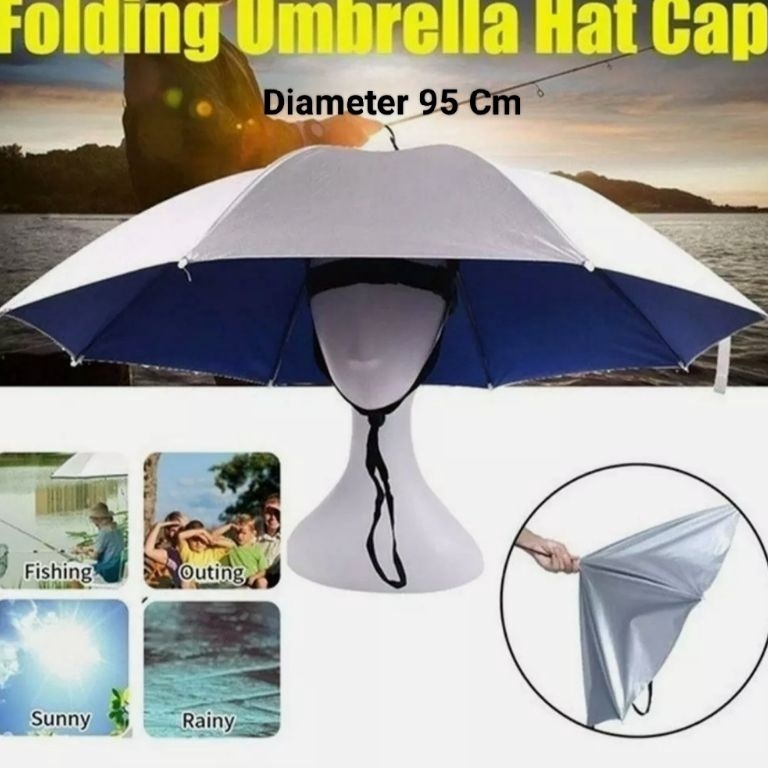 Lebih Puas Payung Topi Besar Ukuran Diameter 95 CmTopi Payung Mancing Hiking Outdoor