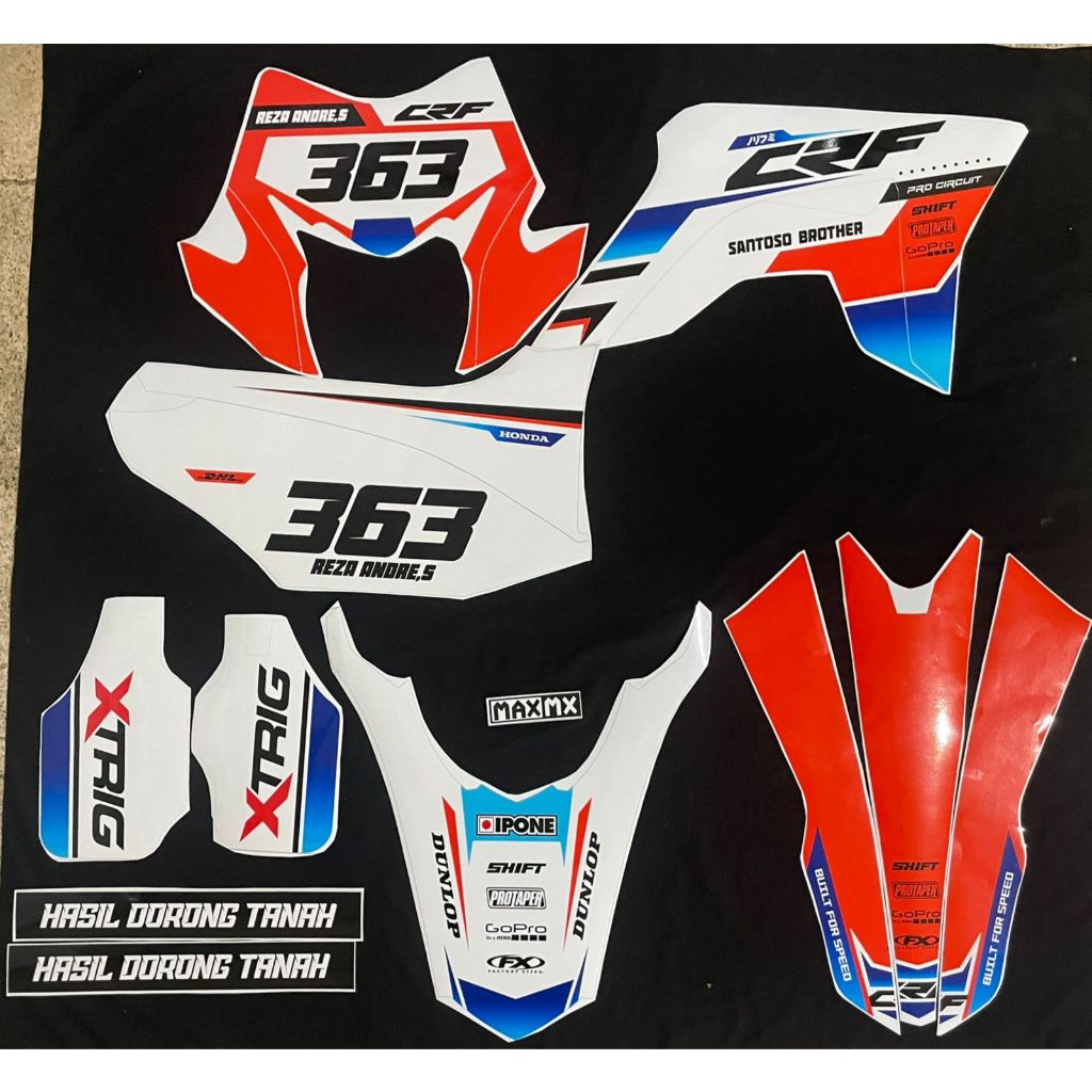 DECAL STIKER CRF 150L DEKAL STIKER VARIASI STRIPING CUSTOM FULLBODY PUTIH ORANGE