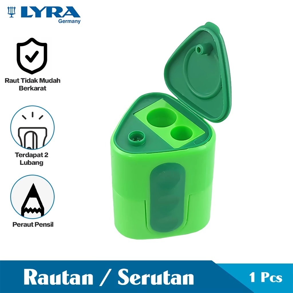 

Lyra Rautan Pensil 2 Lubang Sharpener Twin Hole Serutan Pensil Lyr-7311250