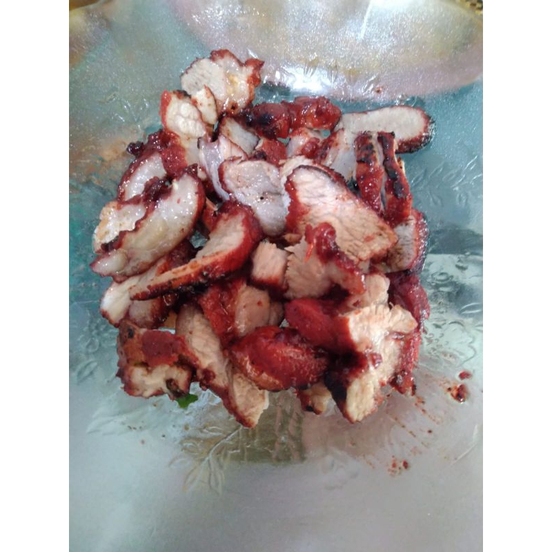 

charsiu, casiu, babi merah, babi panggang merah, panggang madu