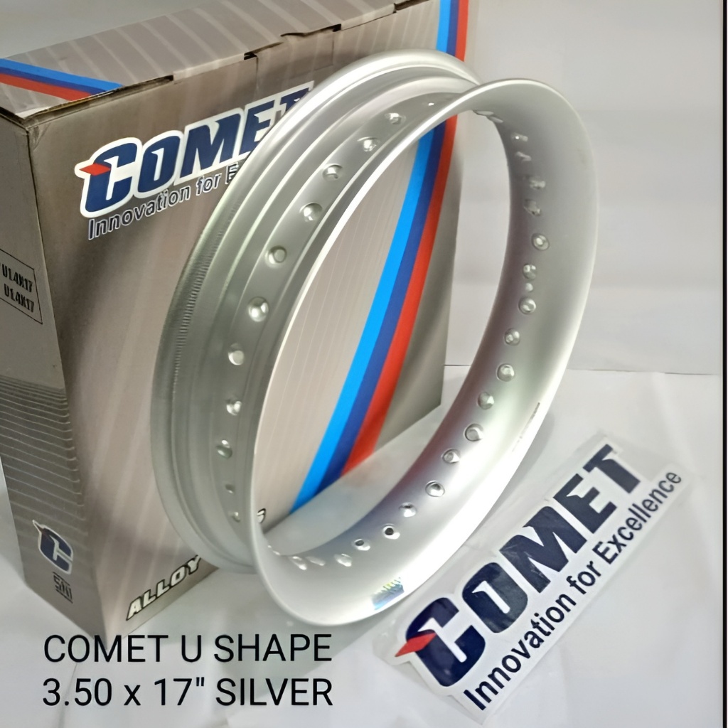 Velg Comet U Shape 300 x 17, 350 x 17 Silver dan Hitam / Rim COMET SUPERMOTO TRAIL Setengah Lingkara