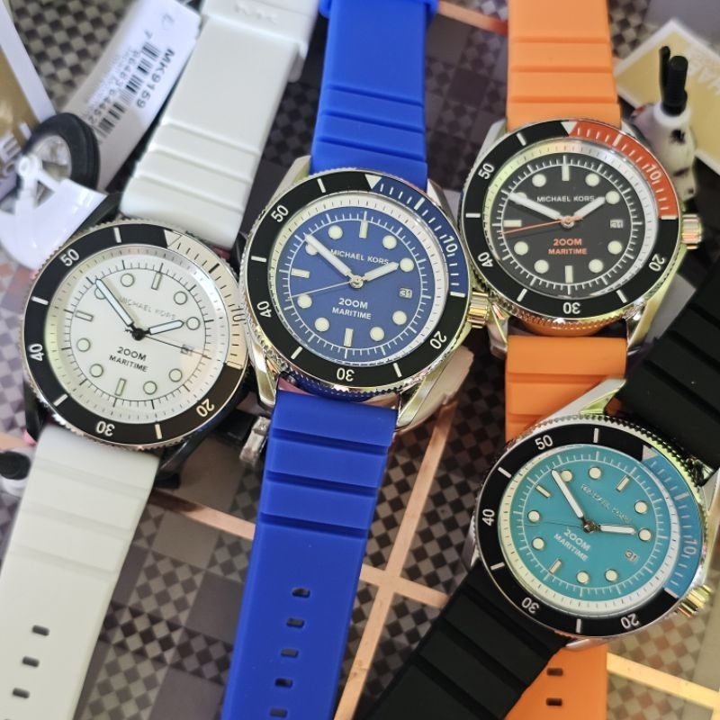 Michel Kros MK Maritime Silicon [MK9159] [MK9156] [MK9157] [MK9167] Jam Tangan Pria Original Free Bo