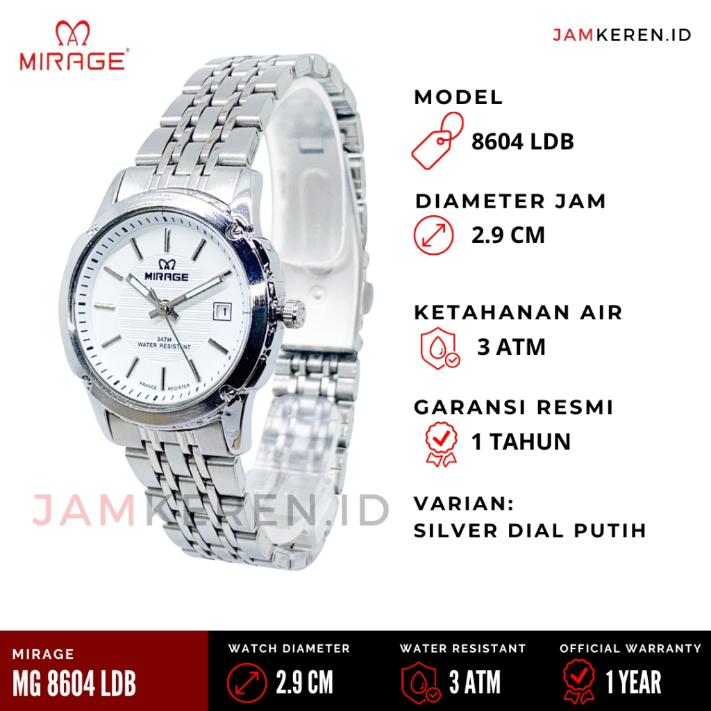 Mirage - Jam Tangan Wanita Ori - Jam Tangan Mirage Wanita - Jam Mirage 8604 LD Garansi Resmi