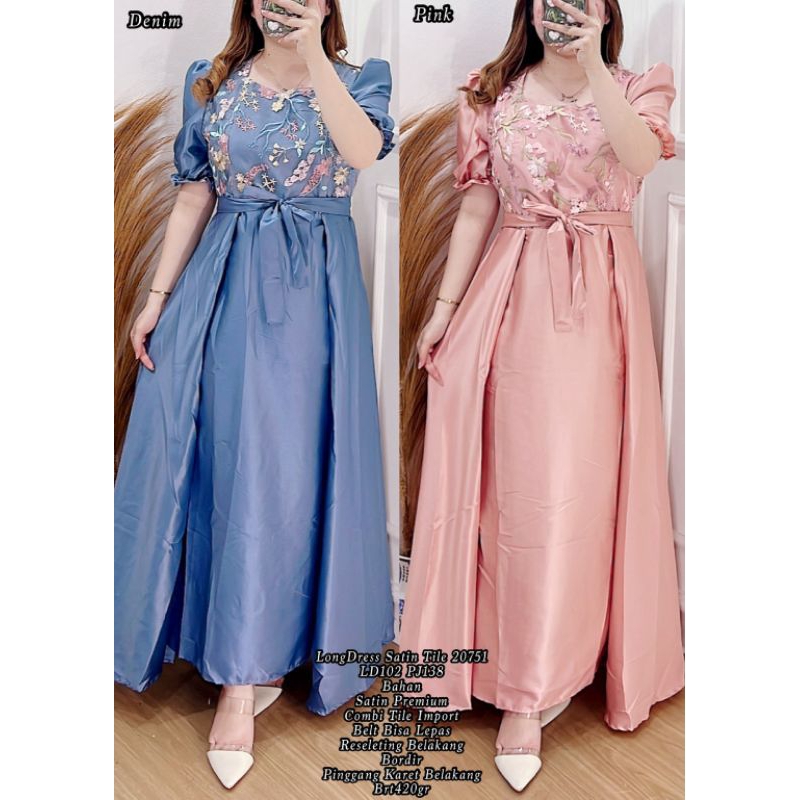 longdress pesta satin 20751/dress satin kondangan/Bridesmaid natal 20751/53729/11317 baju pesta wani