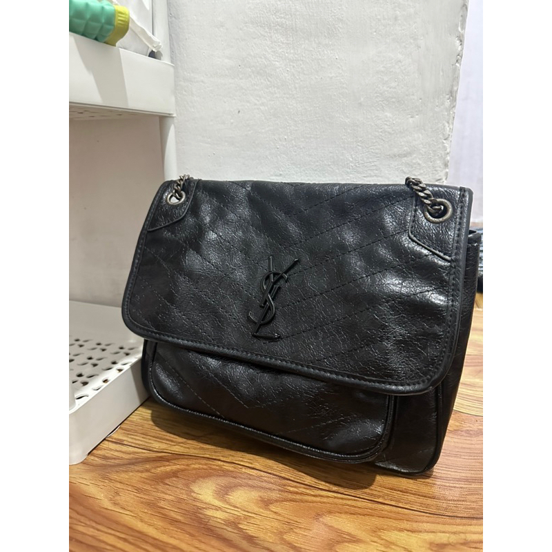 Tas ysl niky kulit asli hitam Preloved niki