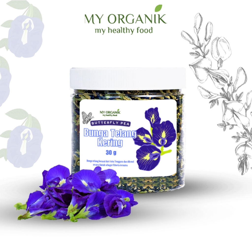 

My Organik Teh Bunga Telang Kering Butterfly Pea Teh Herbal Premium Teh Bunga Biru