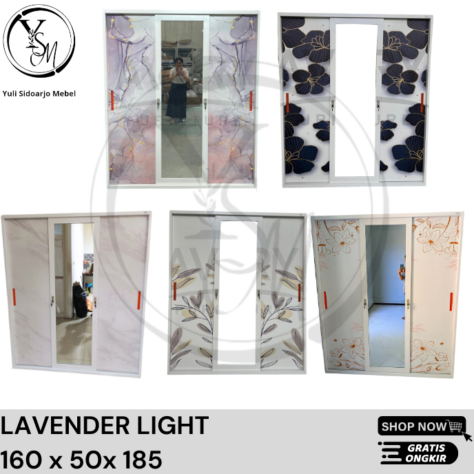 Lemari Baju 3 Pintu 160 cm - Lemari Baju Besi Sliding - Lemari Baju Besi - Lemari Baju Besi Avery - 