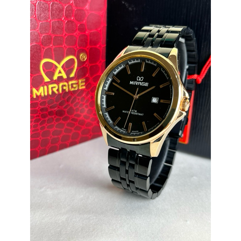 Jam Tangan MIRAGE Pria Original Model Casual Dan Staylis. Analog Tanggal Aktif Rantai Stainless Warn