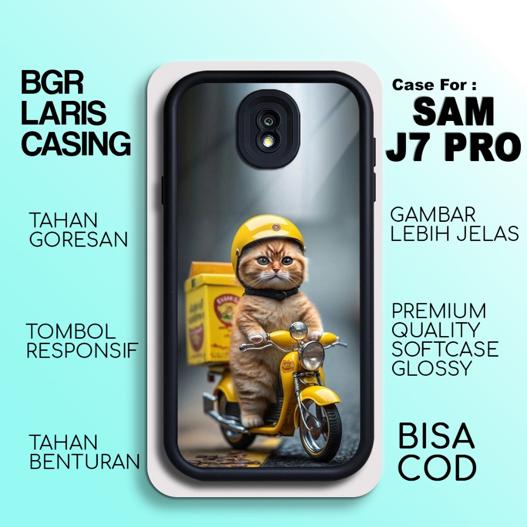 Casing Samsung J7 Pro Terbaru Kucing Sepeda Case J7 Pro Hardcase Softcase Kesing Terlaris Premium