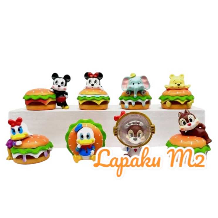 Figure Disney And Friends Meat Burger Set 8pcs/pajangan Topper Cake