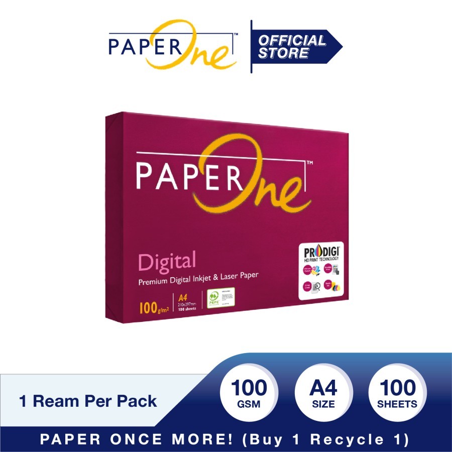 

PaperOne Kertas A4 100gr Digital Retail Pack (100 lembar) Kertas HVS