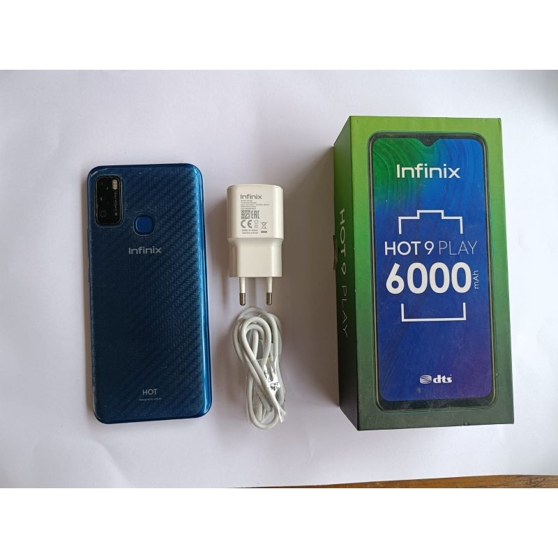 Infinix Hot 9 Play 4/64 Gb Kondisi Bekas Lengkap Dus HP dan Charger