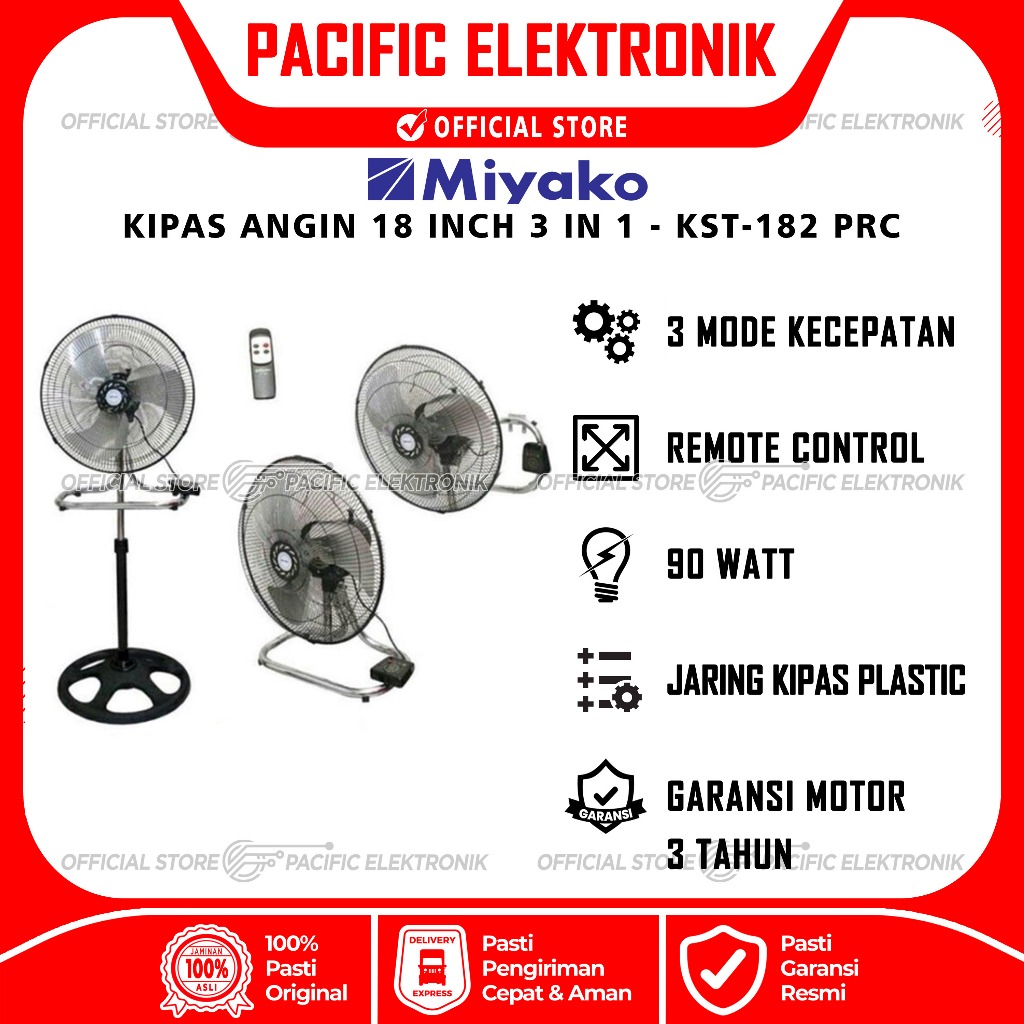 Kipas Angin Miyako Plastik 18inch KST-182PRC / 182PRC
