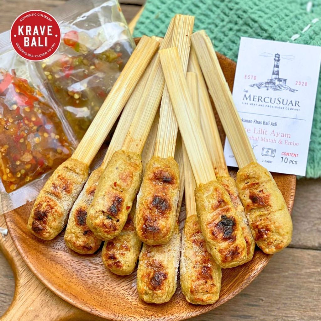 

KRAVE BALI Sate Lilit Ayam & Sambal Mercusuar 10 Tusuk 325 Gram - Makanan Khas Bali Asli