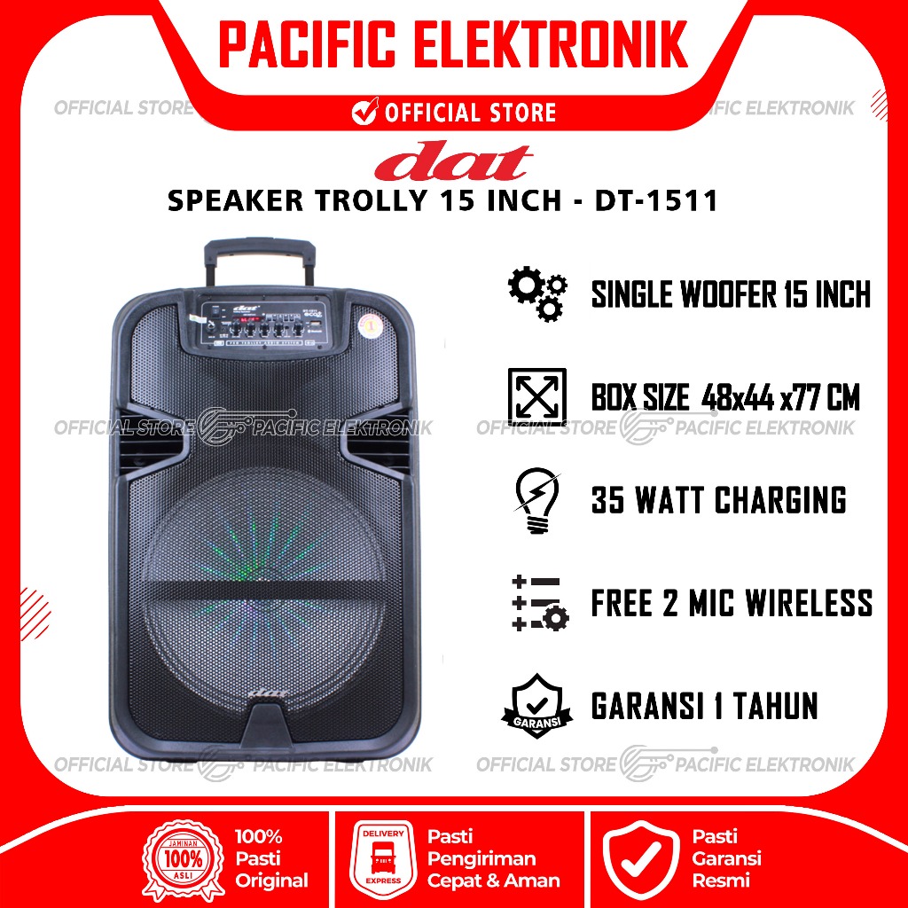 Speaker Trolley Bluetooth DAT 15inch DT-1511 / DAT 1511 / DT1511